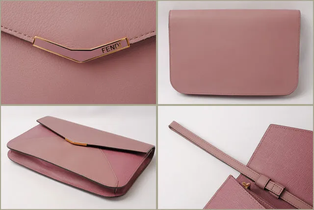 Fendi Clutch Bag Light Purple with Strap