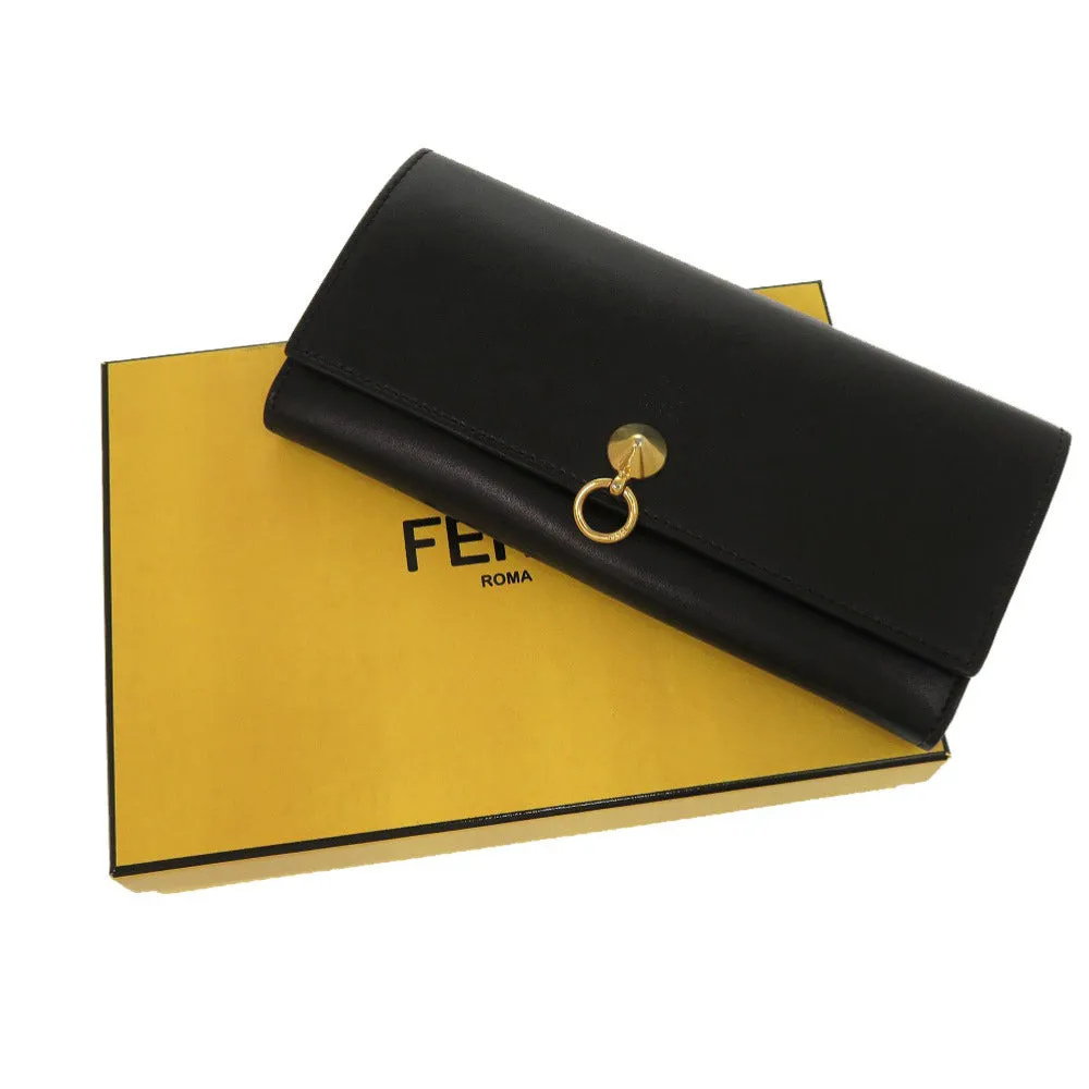 FENDI Long Wallet Purse 8M2051 leather black By The Way Continental Women Used