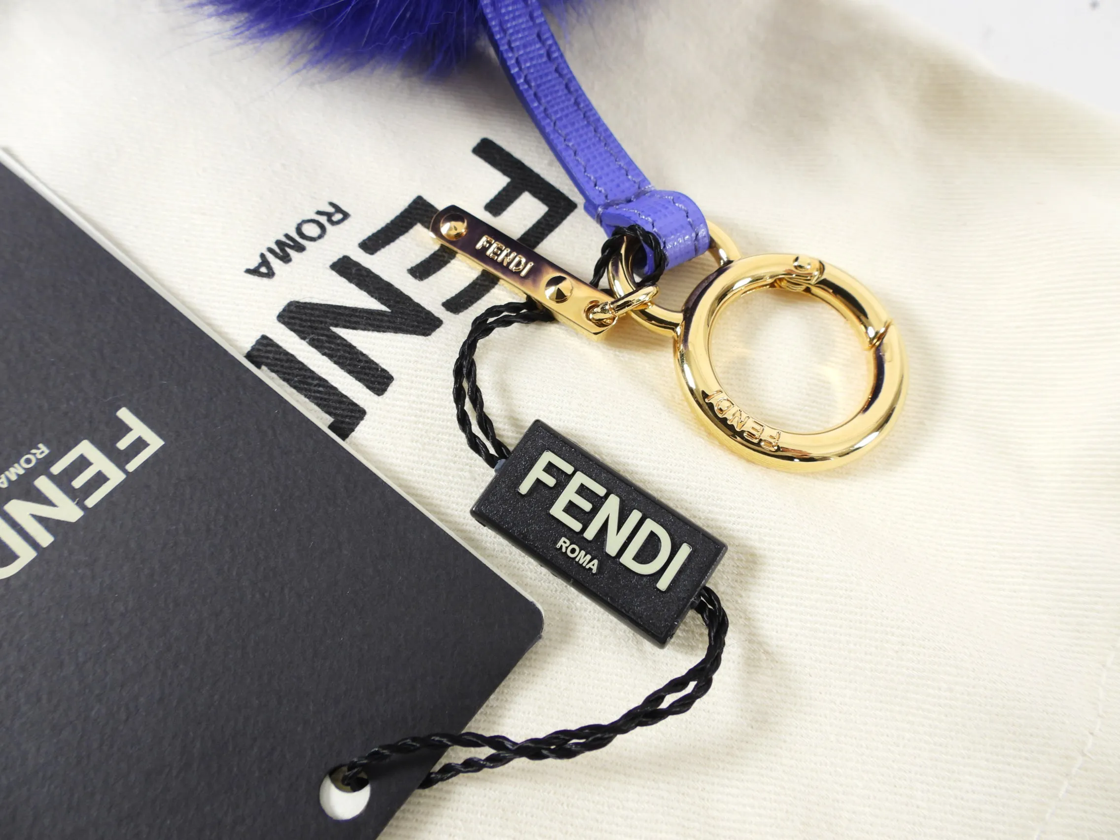 Fendi Purple Fox Fur Bag Bug Charm