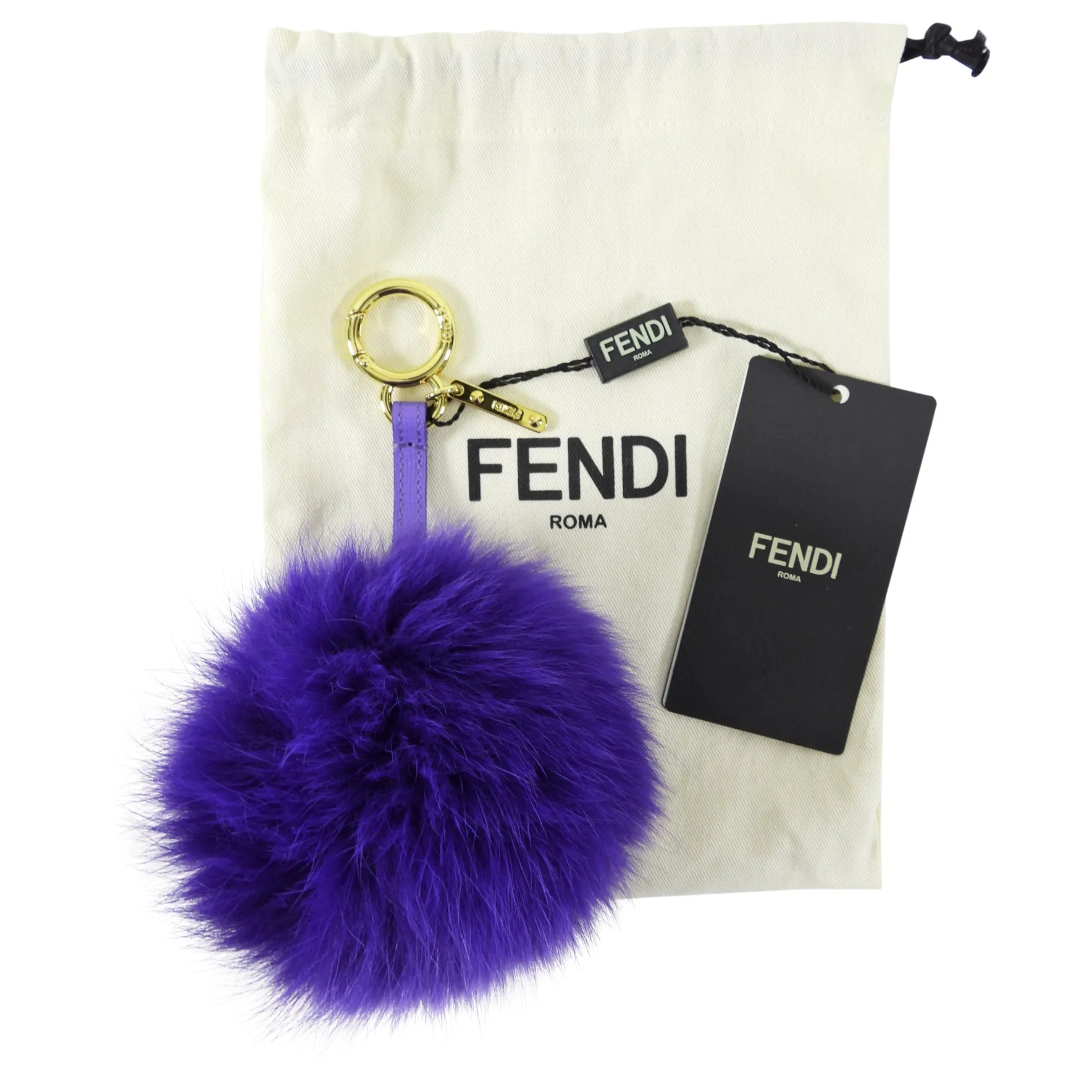 Fendi Purple Fox Fur Bag Bug Charm