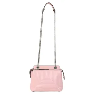 Fendi Quilted Dotcom Click Shoulder Bag in Cream Leather