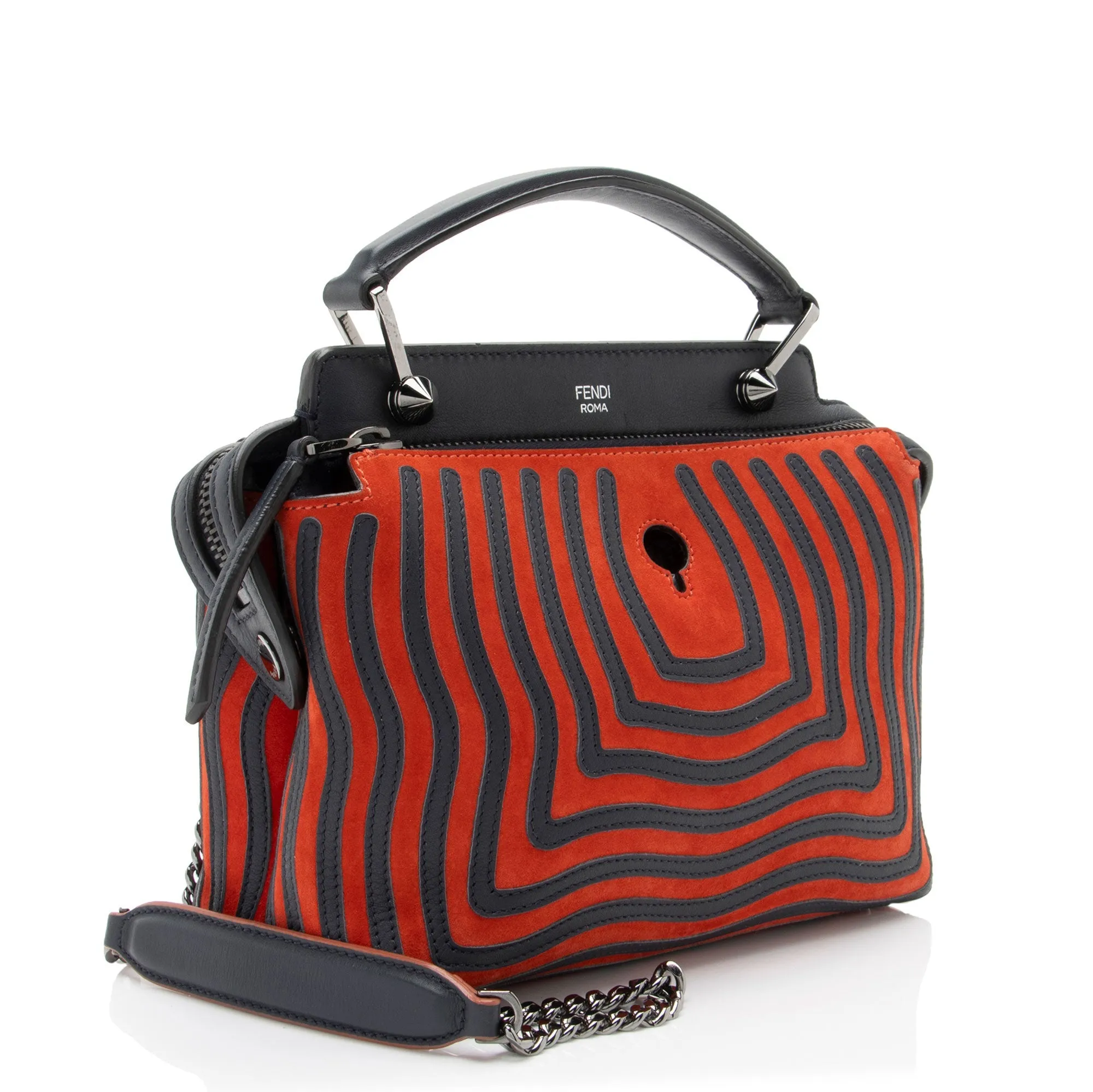 Fendi Quilted Leather Two Tone Dotcom Small Top Handle