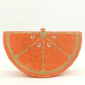 Flat Bottom Rhinestone Fruit Party Clutch