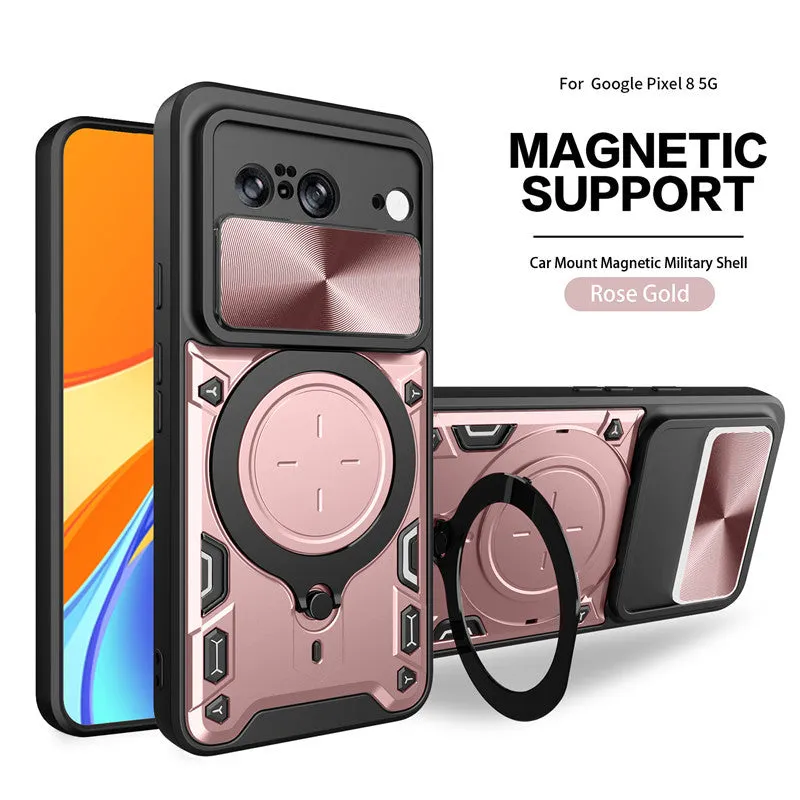 Flip Wallet Phone Case Hard PC with Sliding Camera Cover For Google Pixel 8