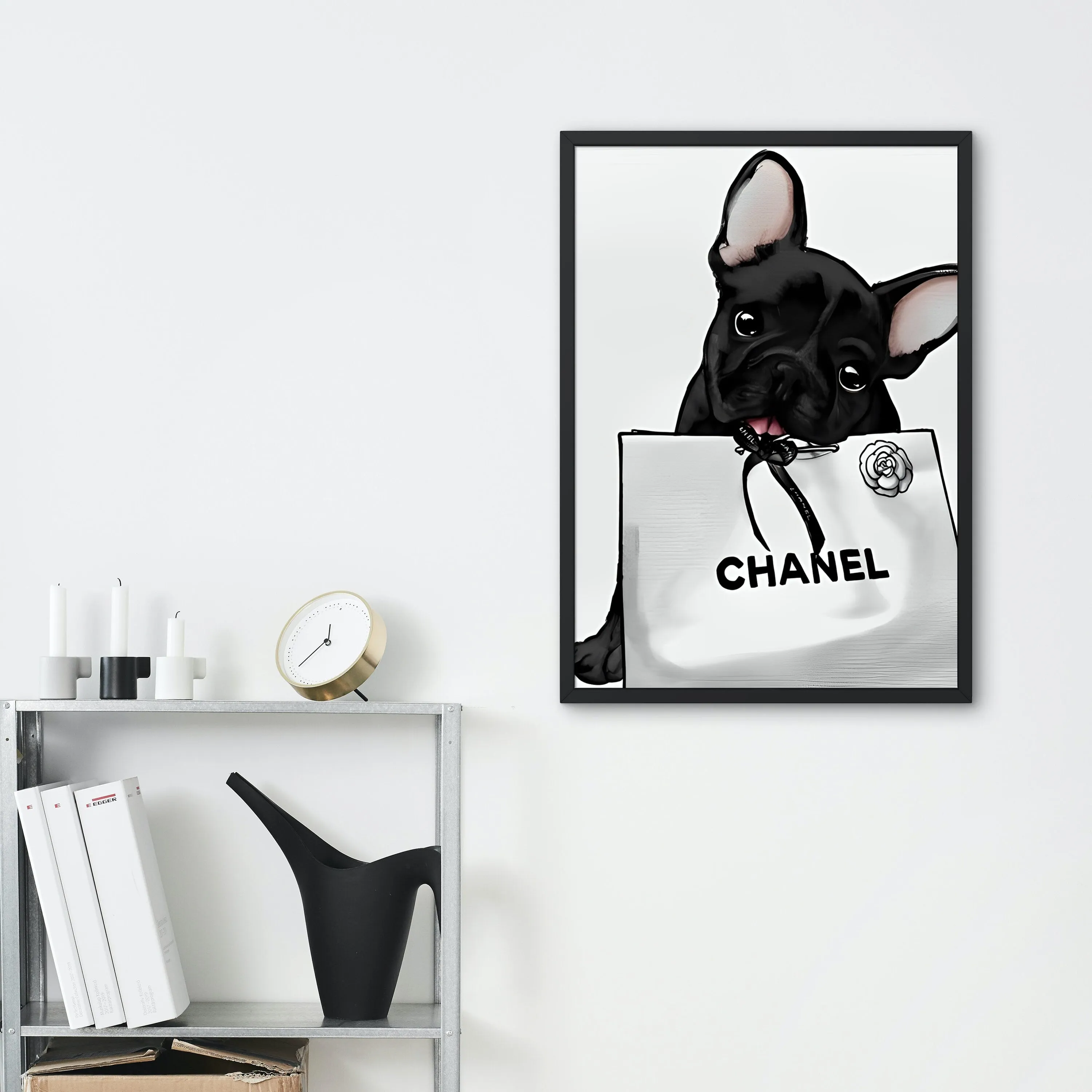 French Bulldog Luxury Fashion Poster PRINTABLE ART, Fashion Dog Print, Designer Poster, Designer Wall Art, Luxury Fashion Wall Art, Dog Lover