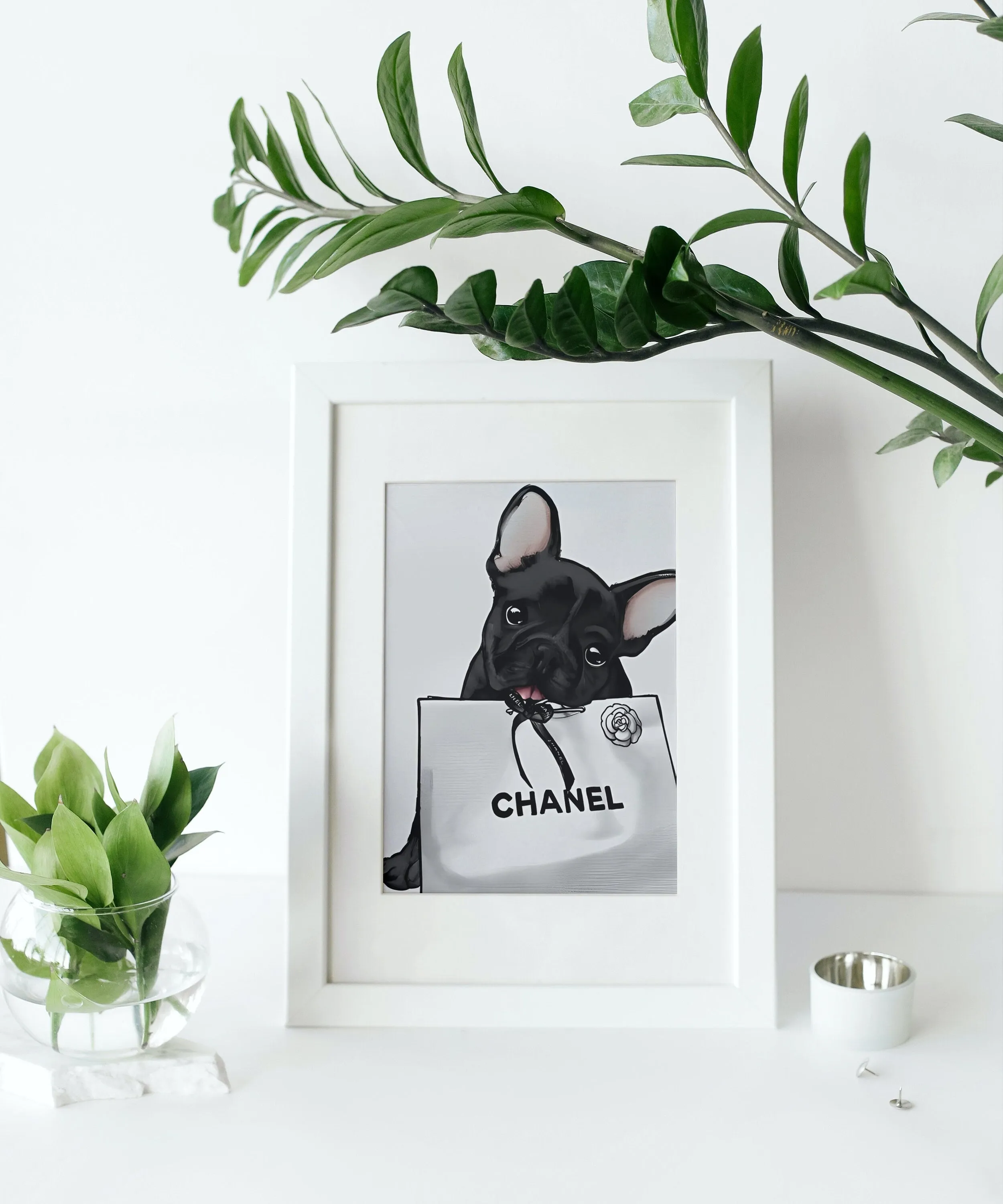 French Bulldog Luxury Fashion Poster PRINTABLE ART, Fashion Dog Print, Designer Poster, Designer Wall Art, Luxury Fashion Wall Art, Dog Lover