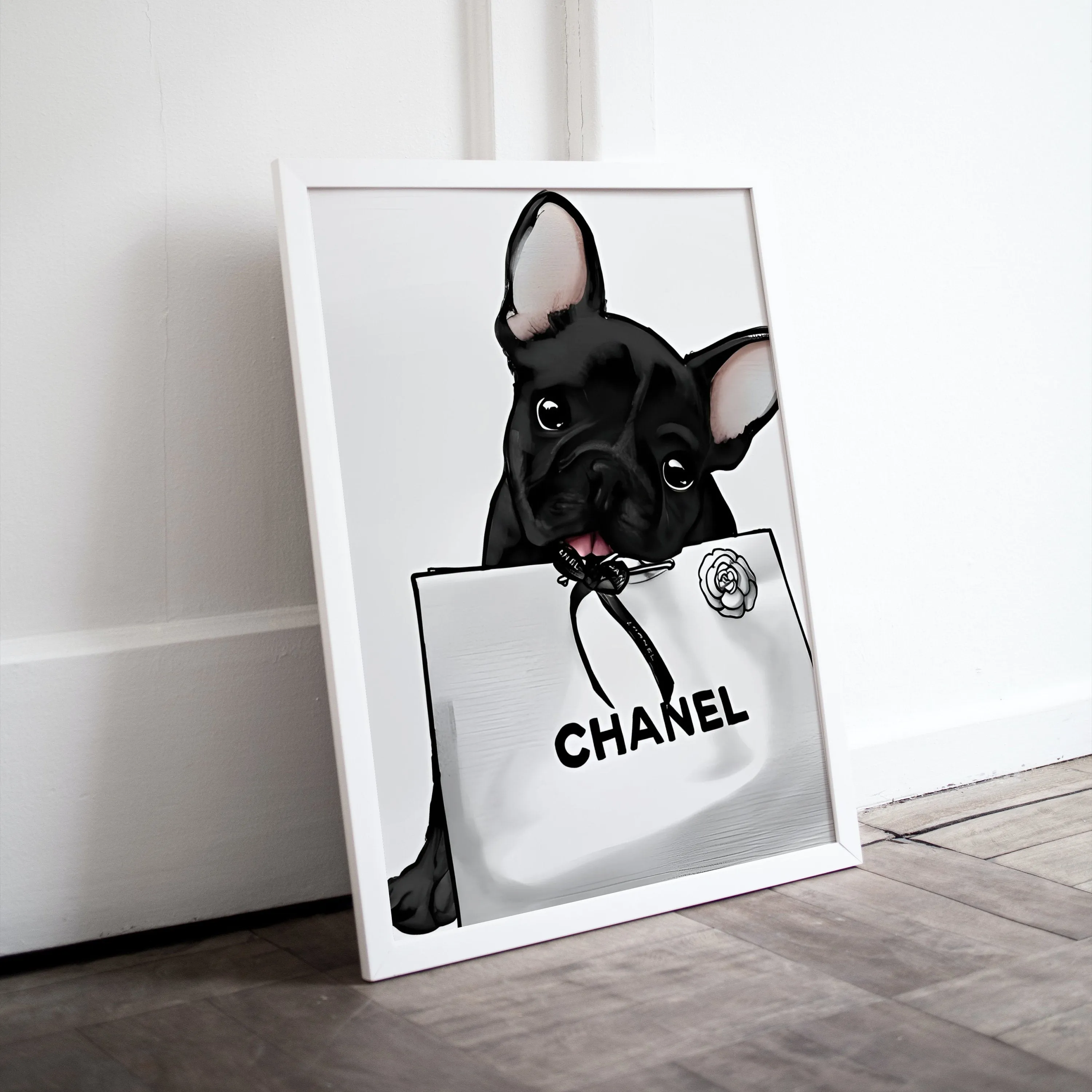 French Bulldog Luxury Fashion Poster PRINTABLE ART, Fashion Dog Print, Designer Poster, Designer Wall Art, Luxury Fashion Wall Art, Dog Lover
