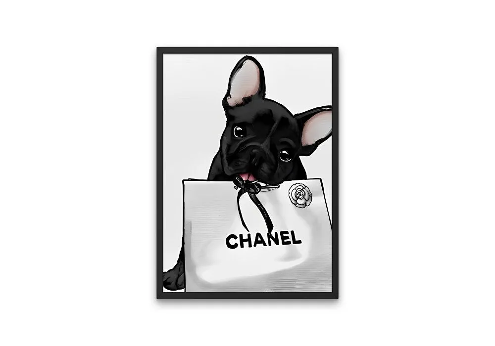 French Bulldog Luxury Fashion Poster PRINTABLE ART, Fashion Dog Print, Designer Poster, Designer Wall Art, Luxury Fashion Wall Art, Dog Lover