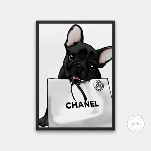 French Bulldog Luxury Fashion Poster PRINTABLE ART, Fashion Dog Print, Designer Poster, Designer Wall Art, Luxury Fashion Wall Art, Dog Lover