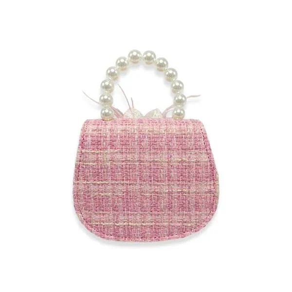 Fuchsia Feather Floral Tweed Purse