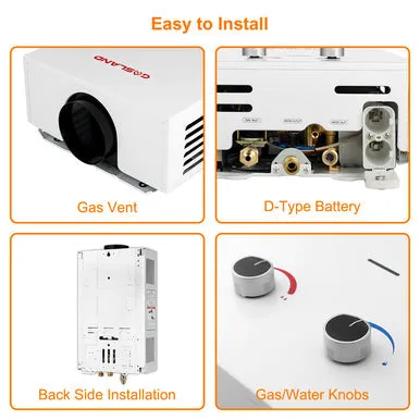 Gasland Outdoor Portable Tankless Water Heater - 3.18GPM 12L - White