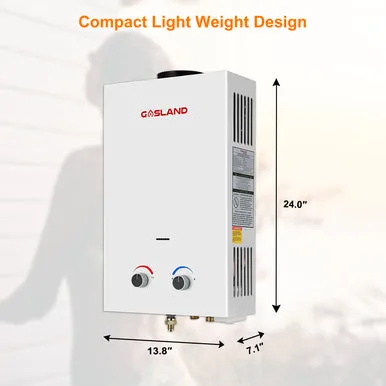 Gasland Outdoor Portable Tankless Water Heater - 3.18GPM 12L - White