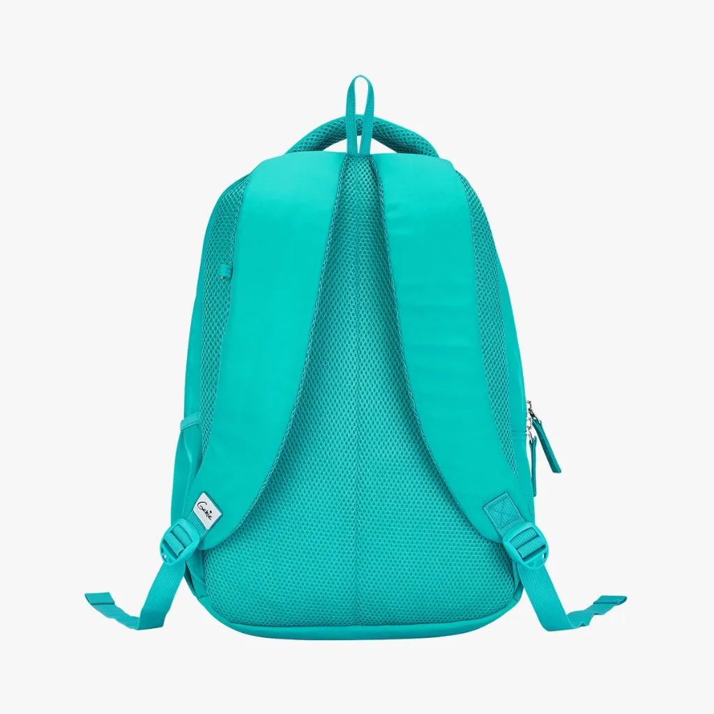 Genie Vibes Backpack for Girls, 17" Cute, Colourful Bags, Water Resistant and Lightweight, 3 Compartment with Happy Pouch, 27 Liters, Nylon Twill