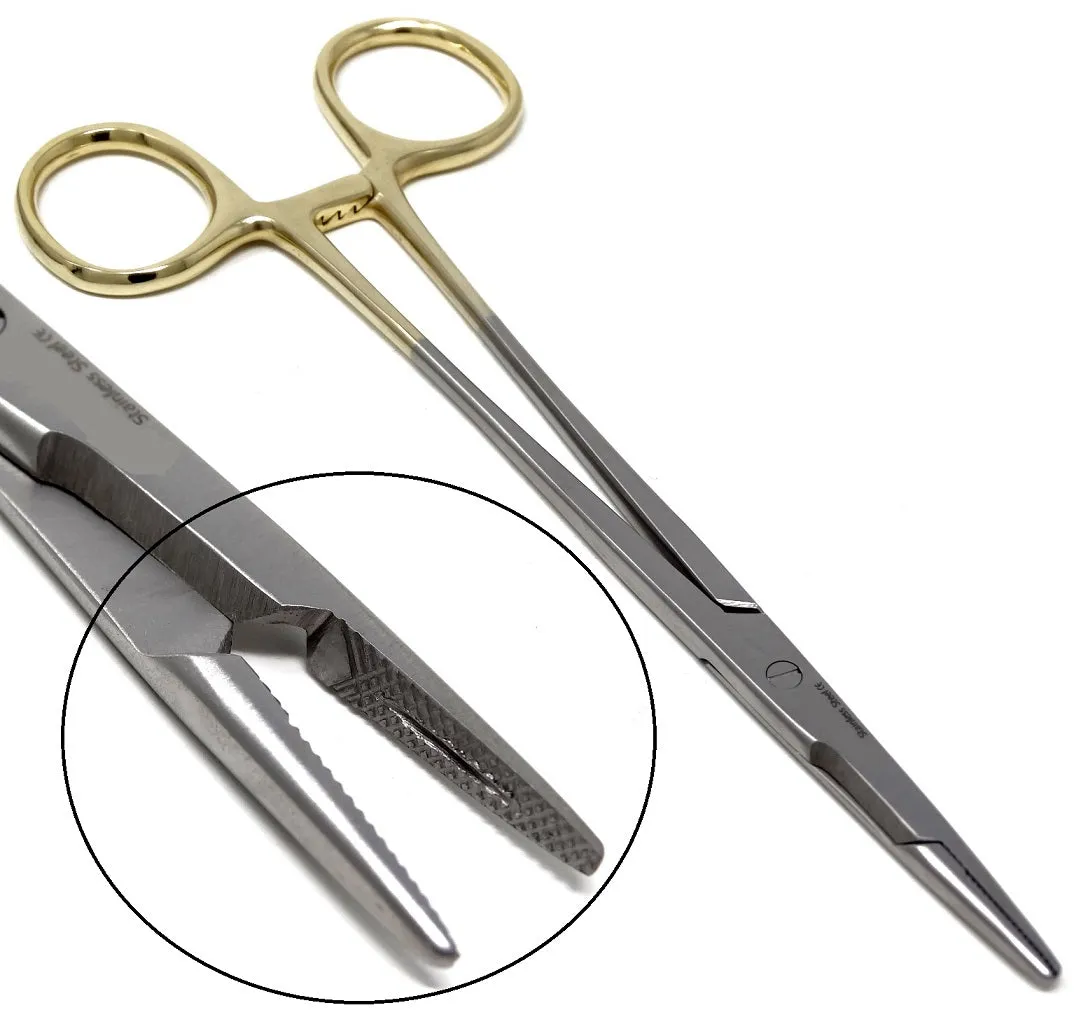 Gold Handle Hemostat with Scissors 5.5", Premium