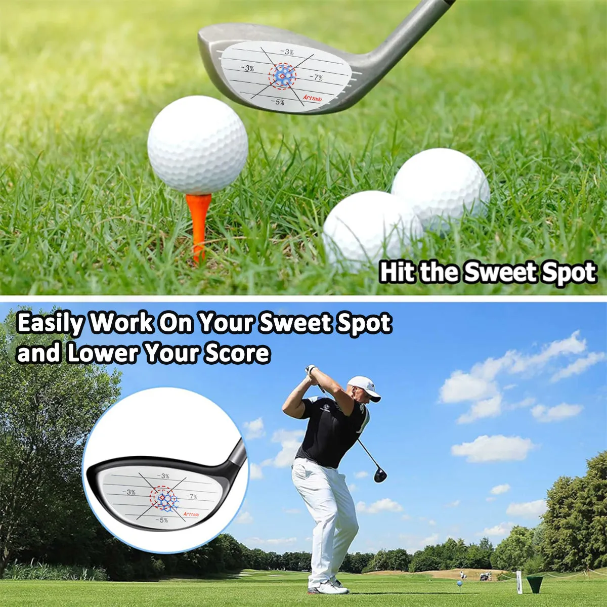 Golf Impact Tape Woods, Irons, Putter 3 in 1, Driver Chipping Putting Training Aids