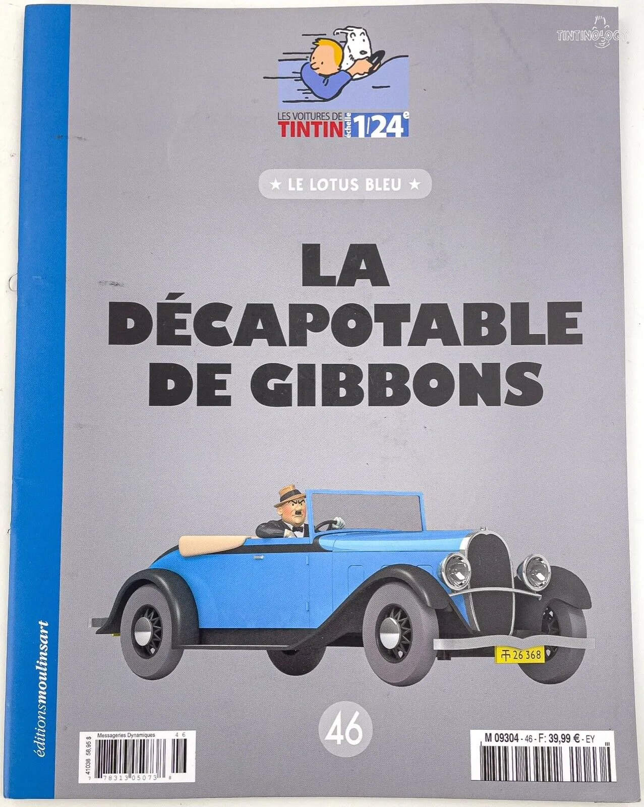 HACHETTE Tintin Car 1/24 # 46 Decapotable - Blue Lotus Rare Model Voiture Figure