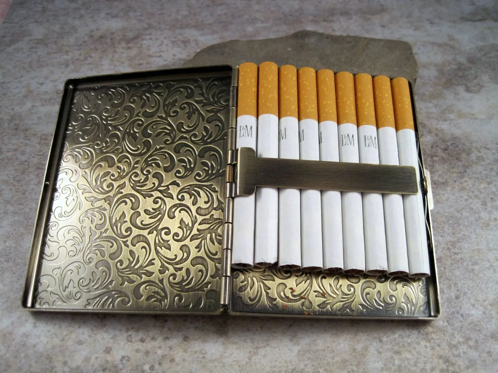 Handmade Antique Bronze Embossed Mermaid Cigarette Case