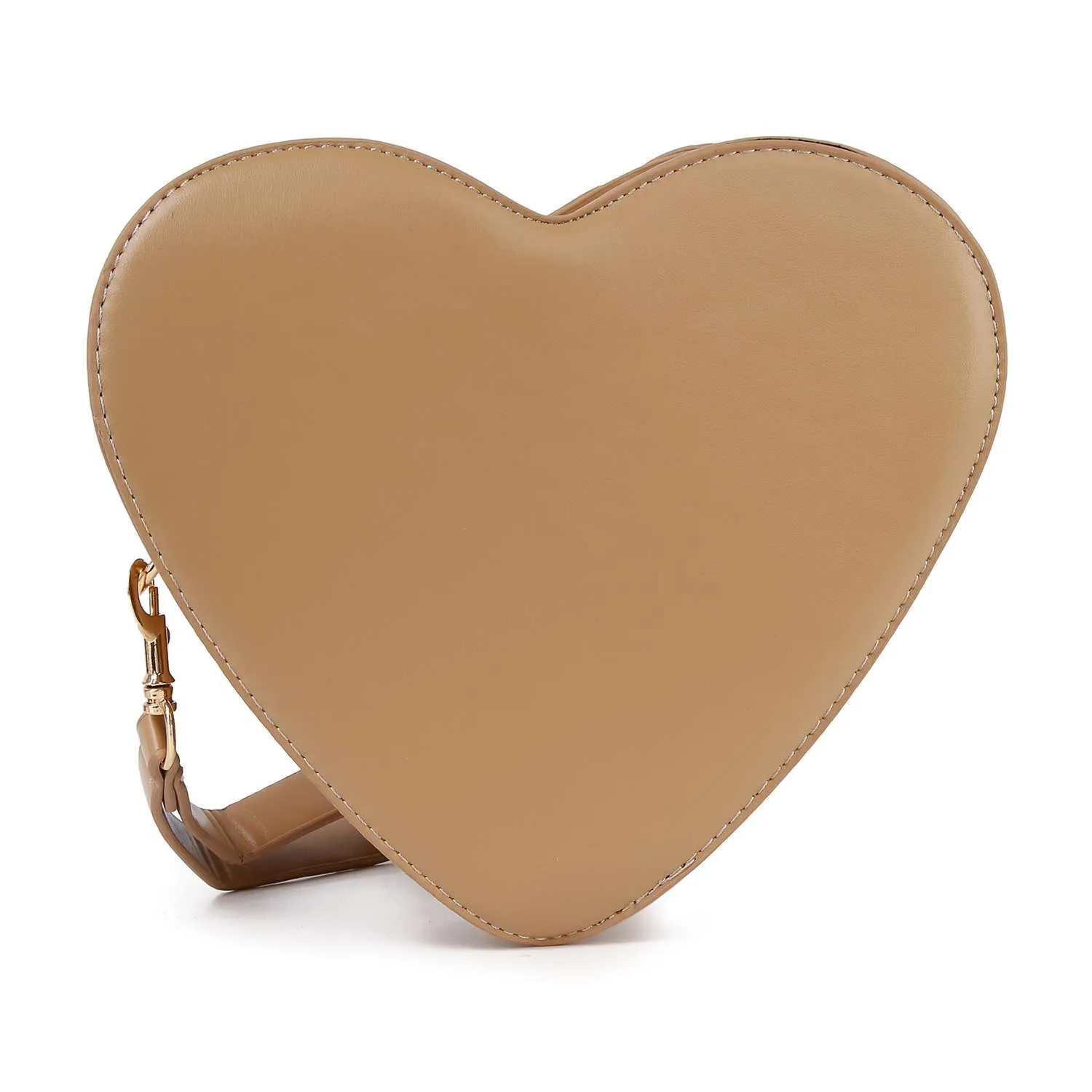Heart Shape Biker Jacket Petite Shoulder Bag: Khaki