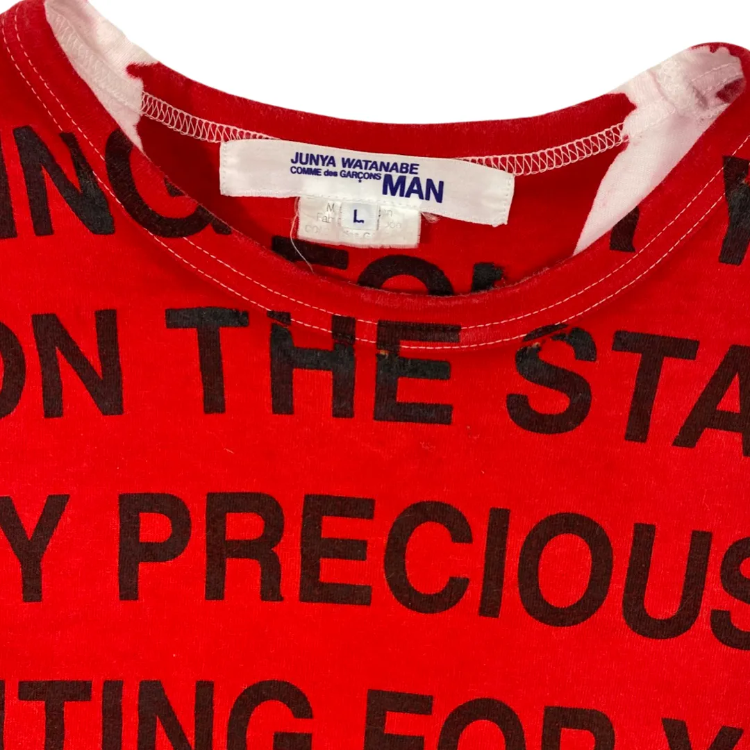 Junya Watanabe Red Poem T-shirt SS02 Sz Large