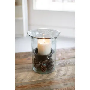 Kalalou - ORIGINAL GLASS CANDLE CYLINDER W RUSTIC INSERT - SMALL - CV412
