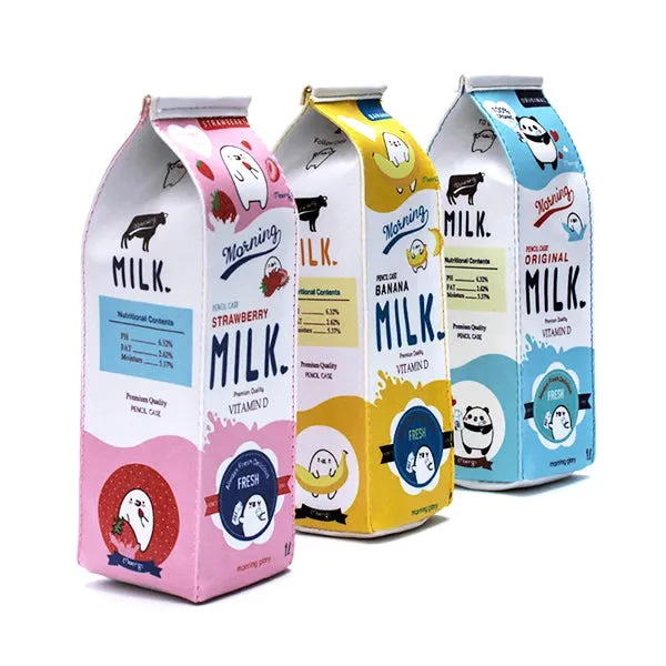 Kawaii Milk Box Zipper Cartoon Pencil Case