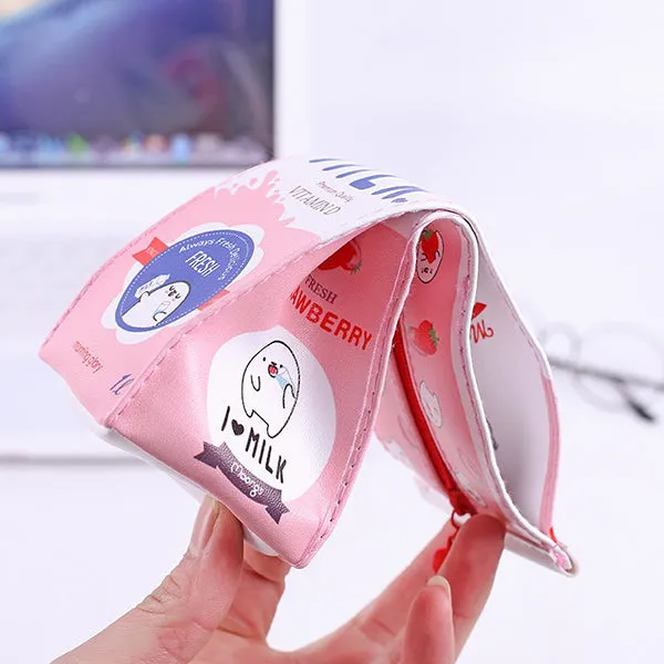 Kawaii Milk Box Zipper Cartoon Pencil Case