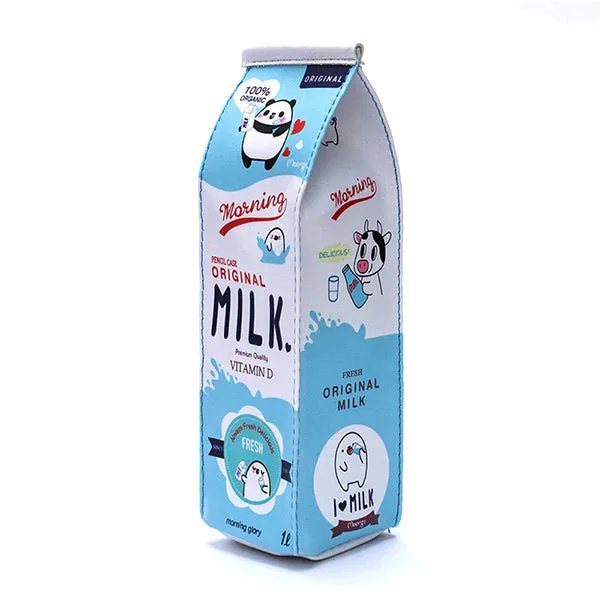 Kawaii Milk Box Zipper Cartoon Pencil Case