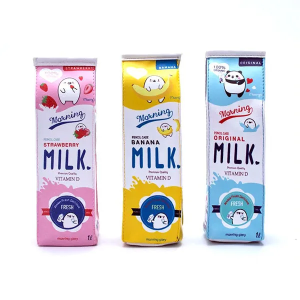 Kawaii Milk Box Zipper Cartoon Pencil Case