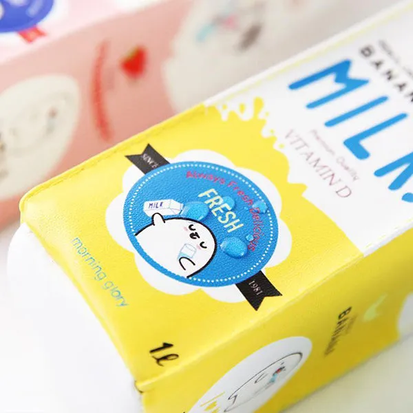 Kawaii Milk Box Zipper Cartoon Pencil Case