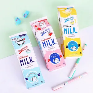 Kawaii Milk Box Zipper Cartoon Pencil Case