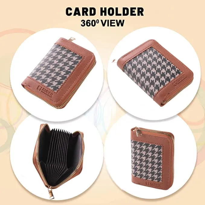 Kuber Industries Card Holder Wallet for Men Women|Debit Credit Card Holder|Wallet for Id, Visiting Card, Buisness Card|Zipper Closure Wallet|Brown (Pack of 6)