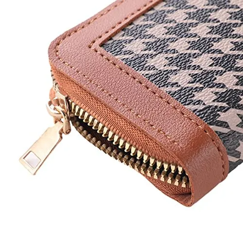 Kuber Industries Card Holder Wallet for Men Women|Debit Credit Card Holder|Wallet for Id, Visiting Card, Buisness Card|Zipper Closure Wallet|Brown (Pack of 6)
