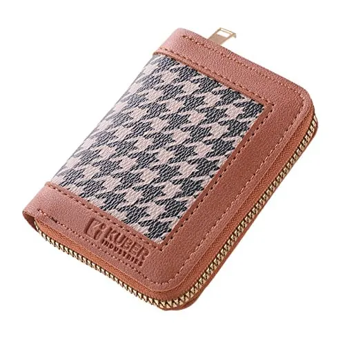 Kuber Industries Card Holder Wallet for Men Women|Debit Credit Card Holder|Wallet for Id, Visiting Card, Buisness Card|Zipper Closure Wallet|Brown (Pack of 6)