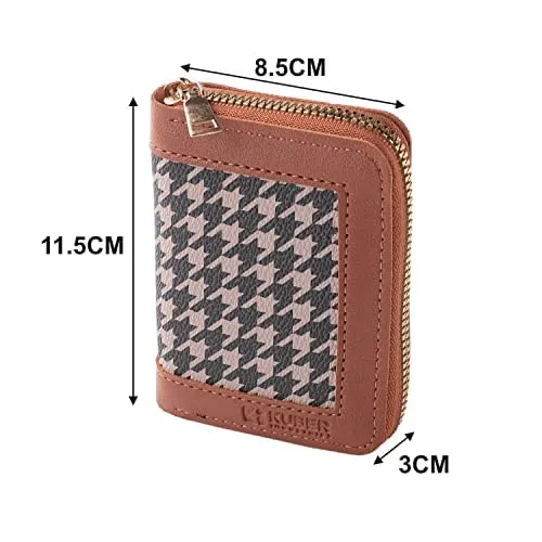 Kuber Industries Card Holder Wallet for Men Women|Debit Credit Card Holder|Wallet for Id, Visiting Card, Buisness Card|Zipper Closure Wallet|Brown (Pack of 6)