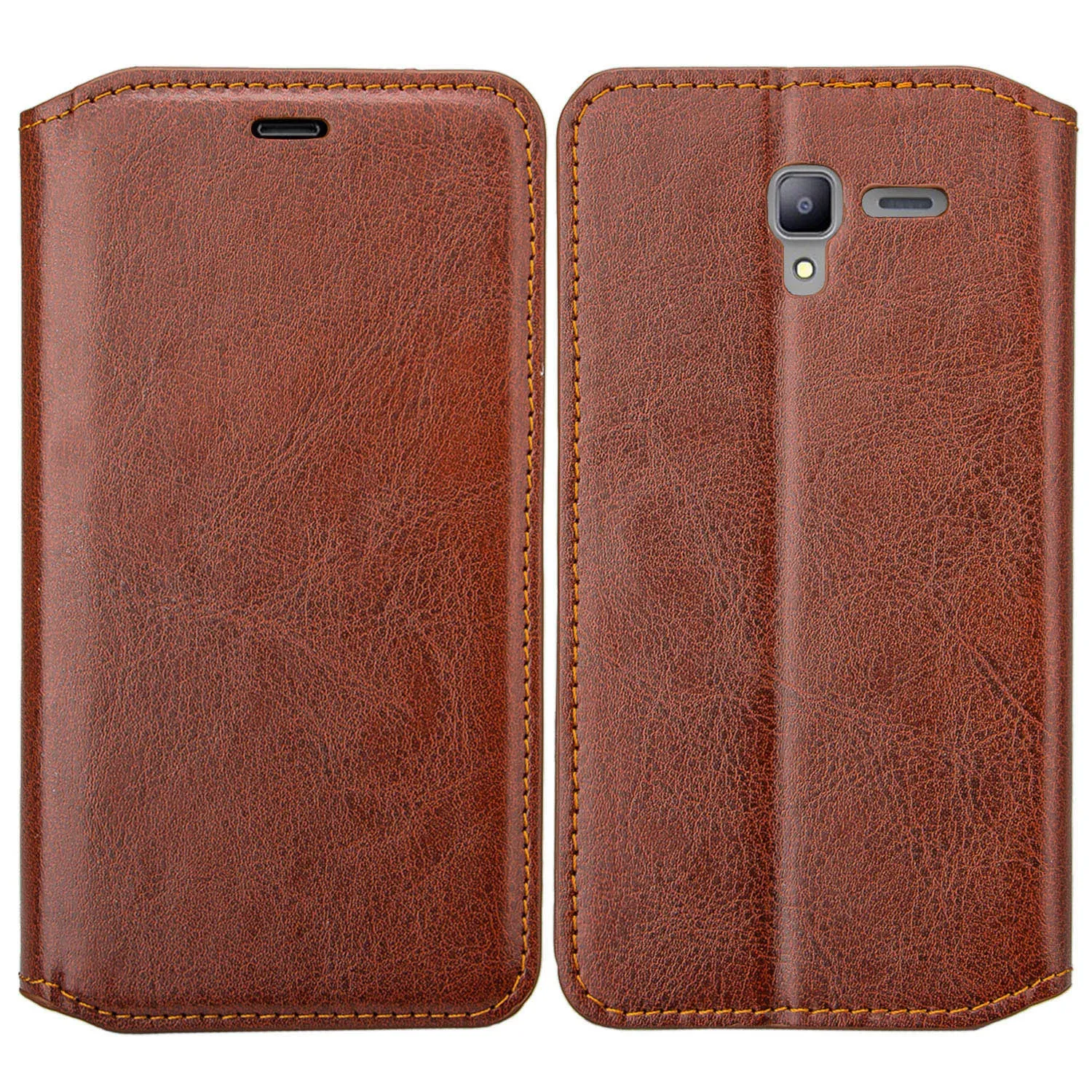Kyocera Hydro View Wallet Case, Slim Magnetic Flip Fold[Kickstand] Pu Leather Wallet Case with ID & Credit Card Slots & Pocket for Kyocera Hydro View - Brown