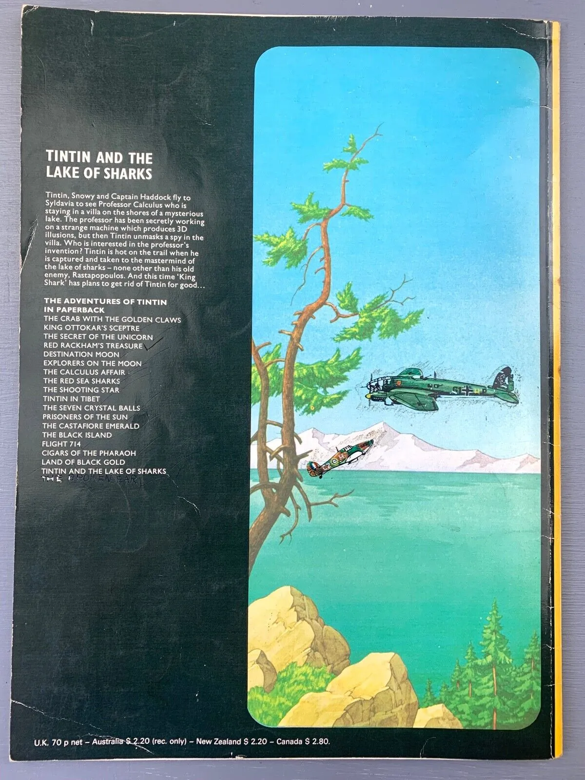 Lake of Sharks - Methuen 1975 1st UK Paperback Edition Rare Tintin Book Herge