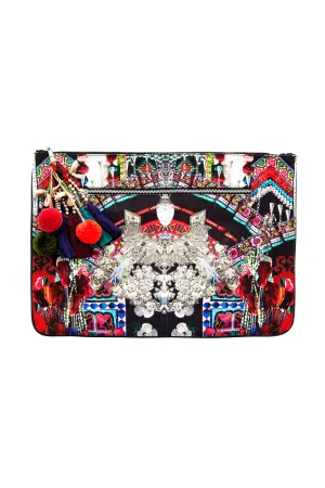 LARGE CANVAS CLUTCH SOUND OF SILVER