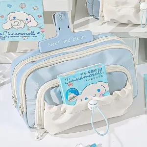 Large Pastel Triple Zippered Pencil Case