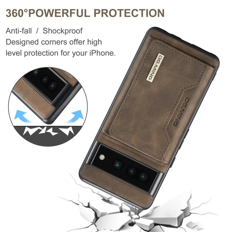 Luxury Detachable Magnetic Leather Flip Wallet Phone Case With Card Holder For Google Pixel