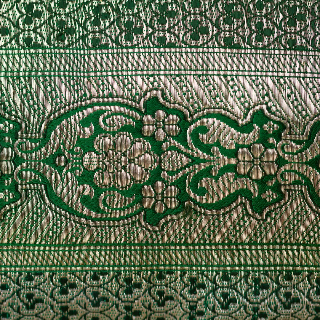 Luxury Upcycled Brocade Sari Clutch Purse, Emerald Green