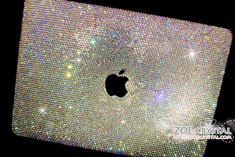 MACBOOK Case /Cover (Air / Pro) Glittery Shinny Sparkly AB White Crystal Rhinestone Celeb Kylie Jenner Kim Kardashian