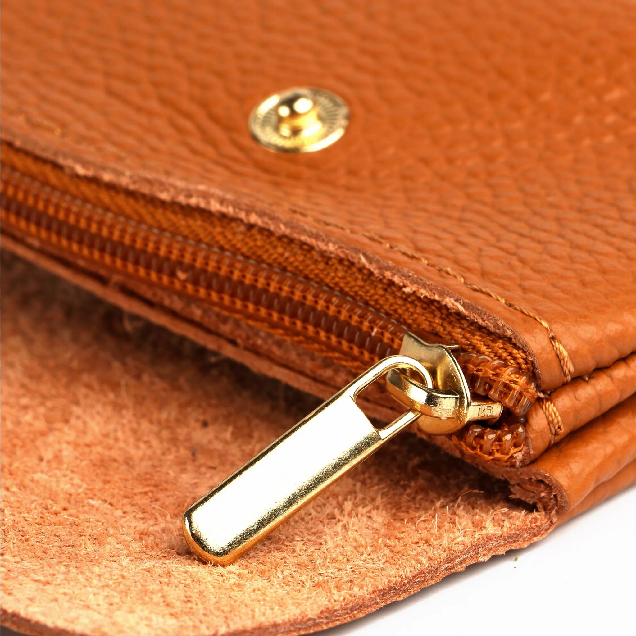 Macie Italian Leather Small Coin Purse - Tan, Pebbled