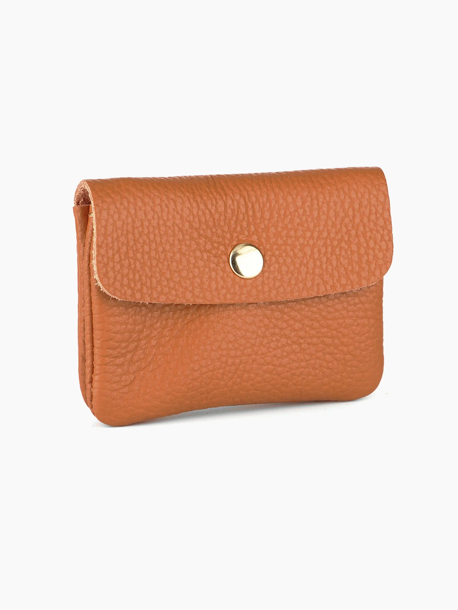 Macie Italian Leather Small Coin Purse - Tan, Pebbled