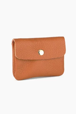 Macie Italian Leather Small Coin Purse - Tan, Pebbled
