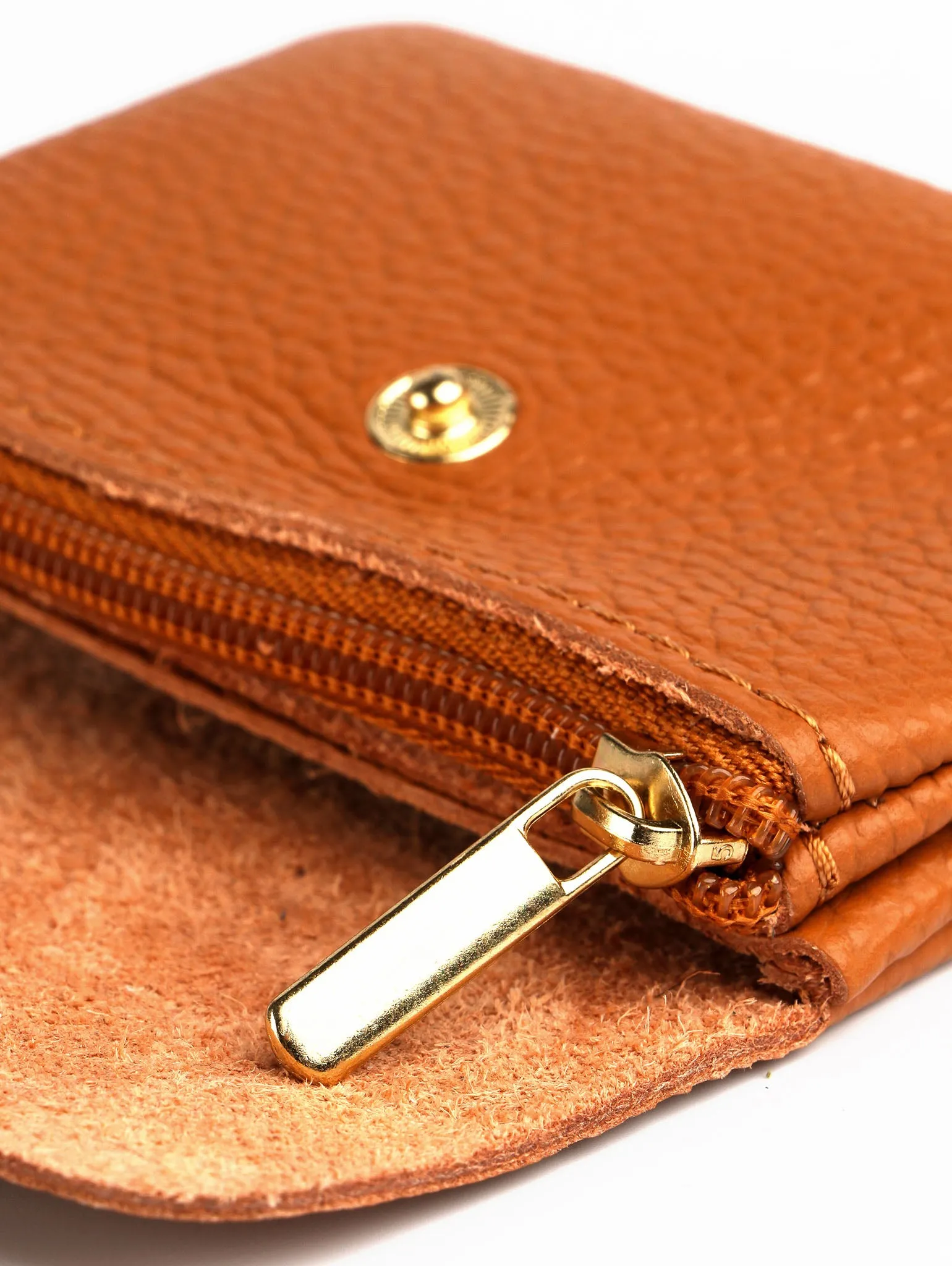 Macie Italian Leather Small Coin Purse - Tan, Pebbled