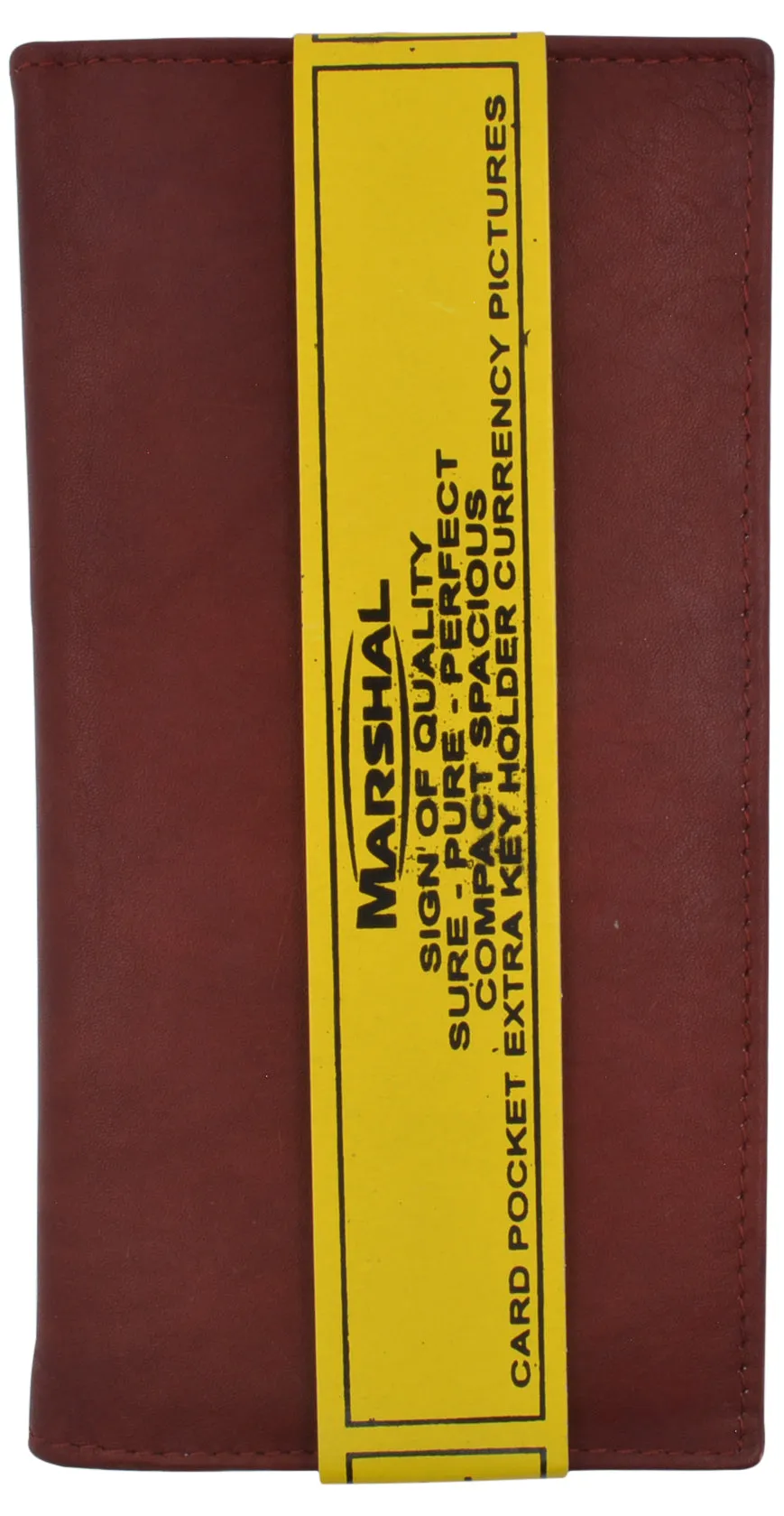 Marshal Men's Leather Long Wallet Pockets ID Card Clutch Bifold Purse