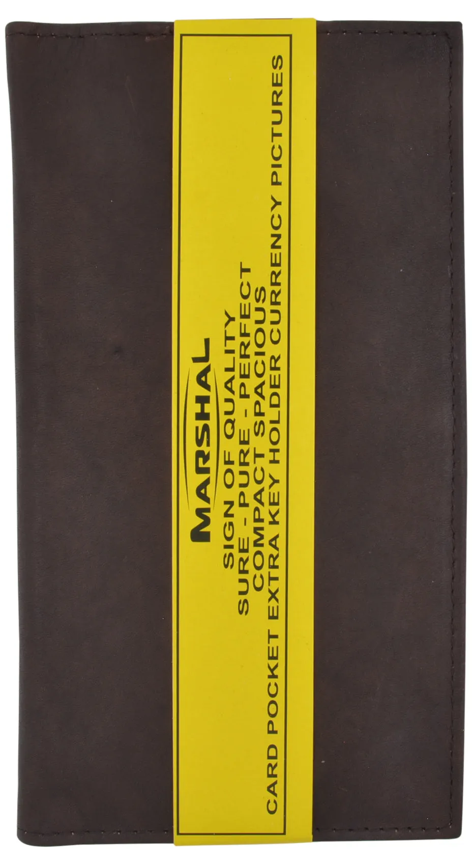 Marshal Men's Leather Long Wallet Pockets ID Card Clutch Bifold Purse