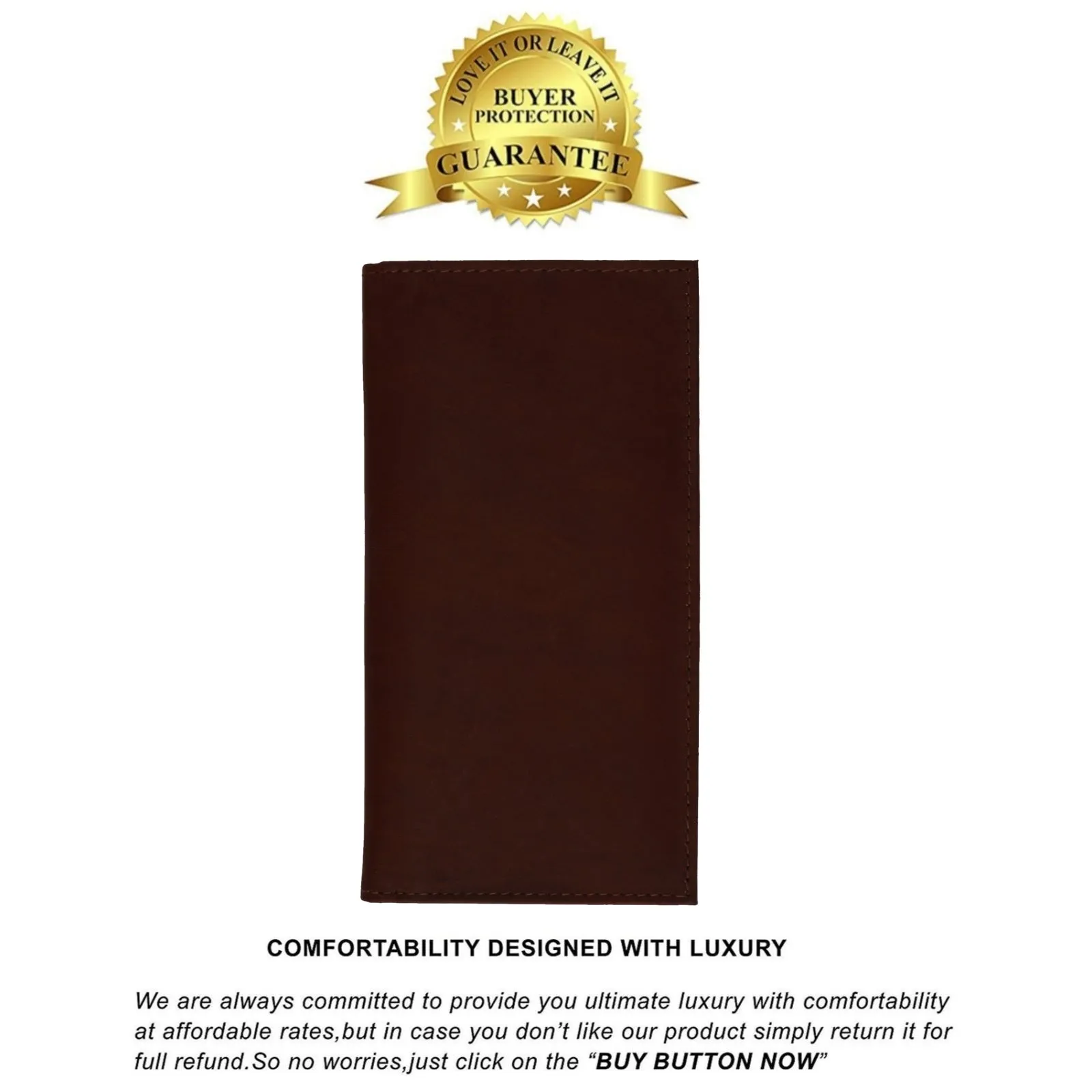 Marshal Men's Leather Long Wallet Pockets ID Card Clutch Bifold Purse
