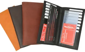 Marshal Men's Leather Long Wallet Pockets ID Card Clutch Bifold Purse
