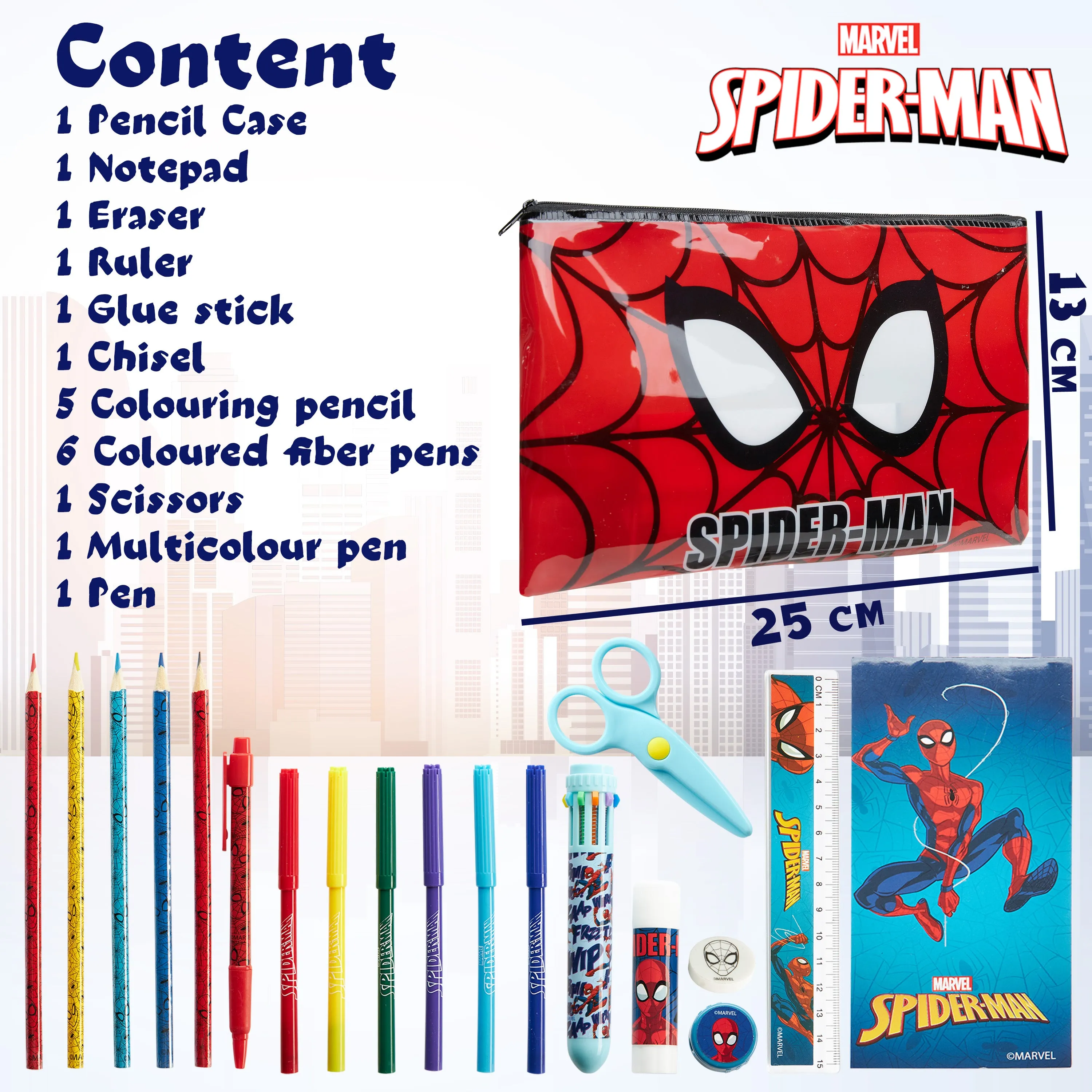 Marvel Spiderman Pencil Case for Kids, Filled Pencil Case with Stationery  Included